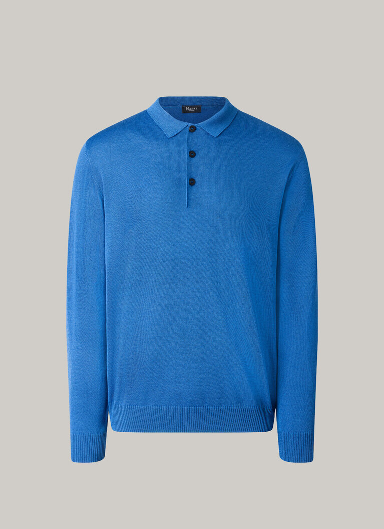 Pullover, Polo-Neck, Intensive Blue Frontansicht