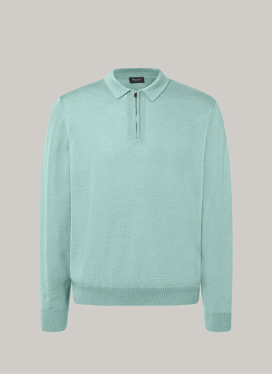 Pullover, Polo-Neck Faded Mint Frontansicht