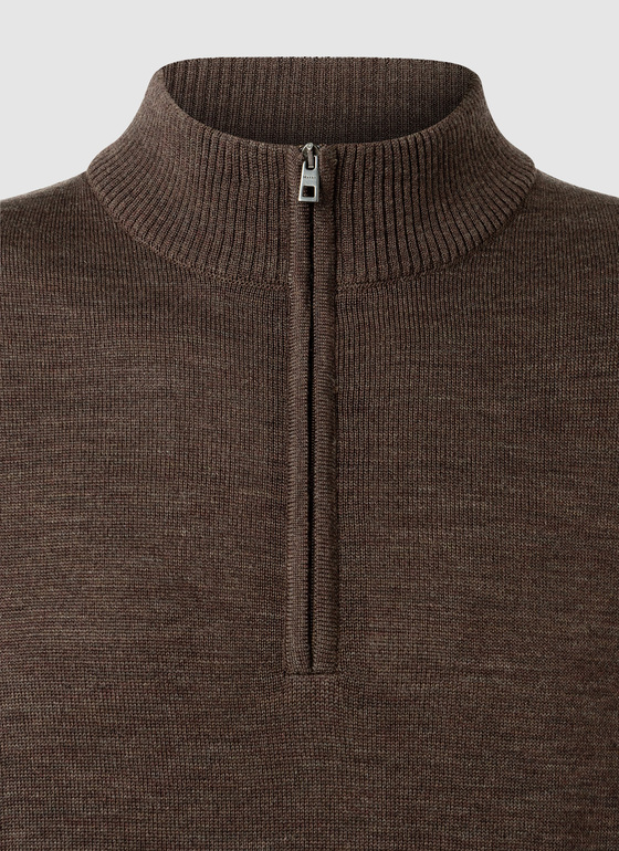 Pullover Stehkragen 1/1 Arm Field Brown Frontansicht