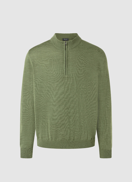 Pullover Stehkragen 1/1 Arm Green Hummus Frontansicht