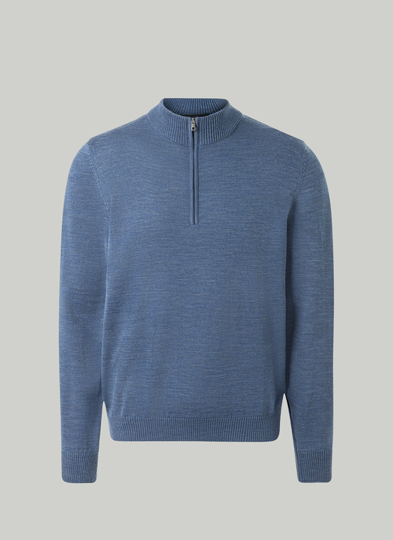 Pullover Stehkragen 1/1 Arm Nimes Blue Frontansicht