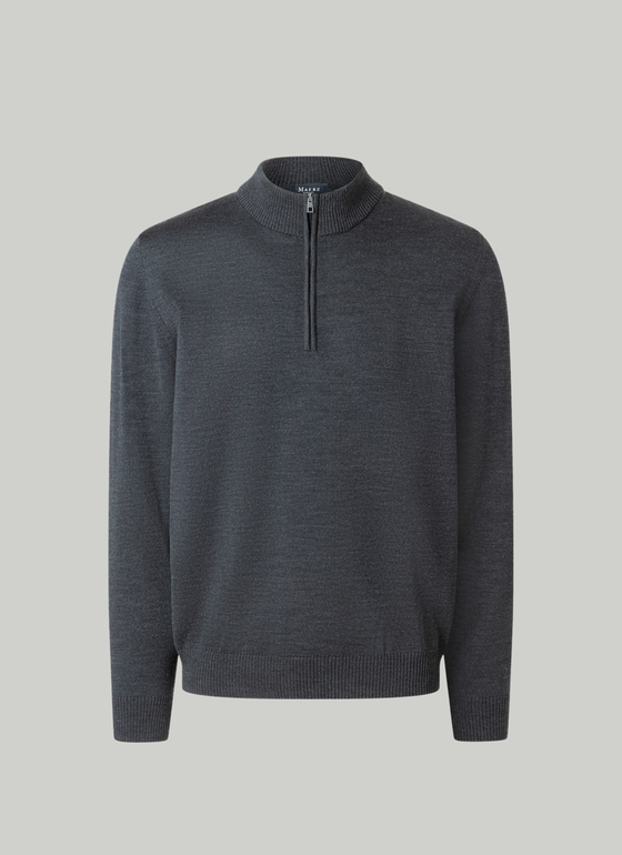Pullover Stehkragen 1/1 Arm Anthrazit Frontansicht