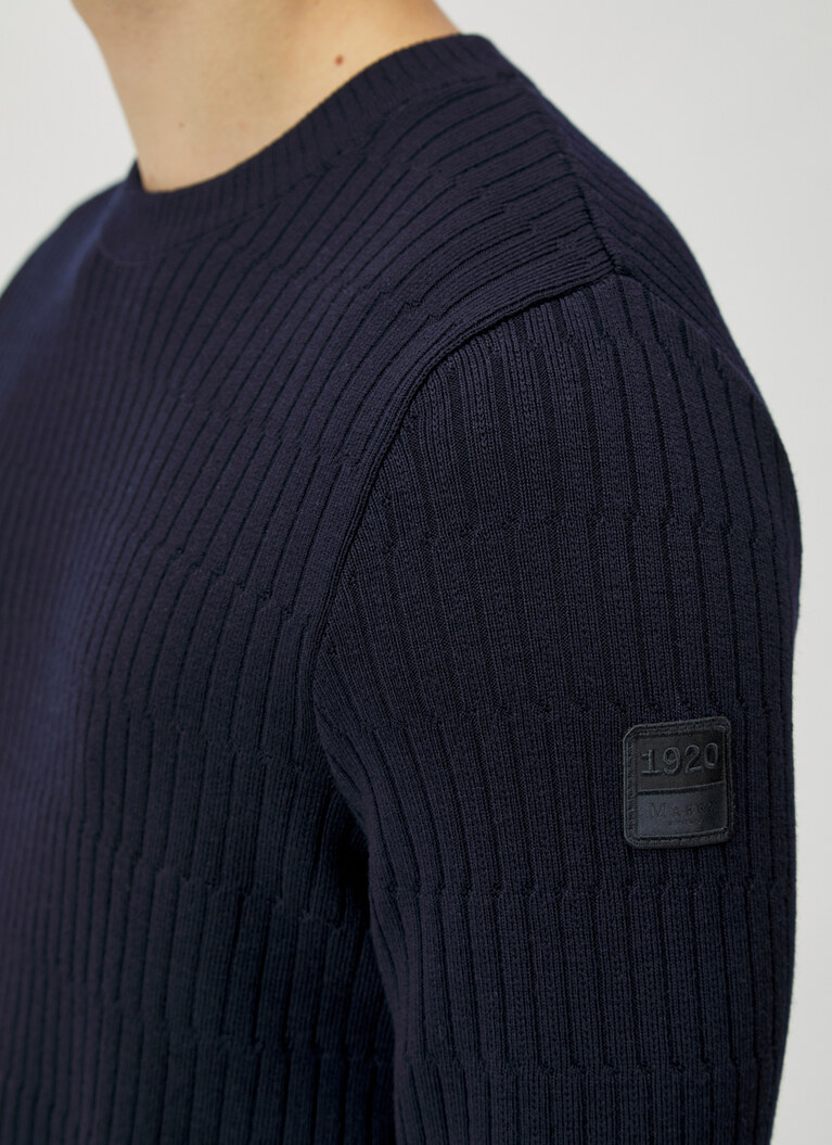 Pullover Rundhals 1/1 Arm, Navy Detailansicht 1