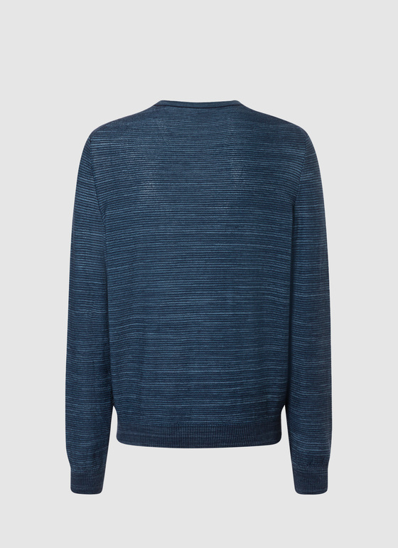 Pullover Rundhals 1/1 Arm Navy Frontansicht