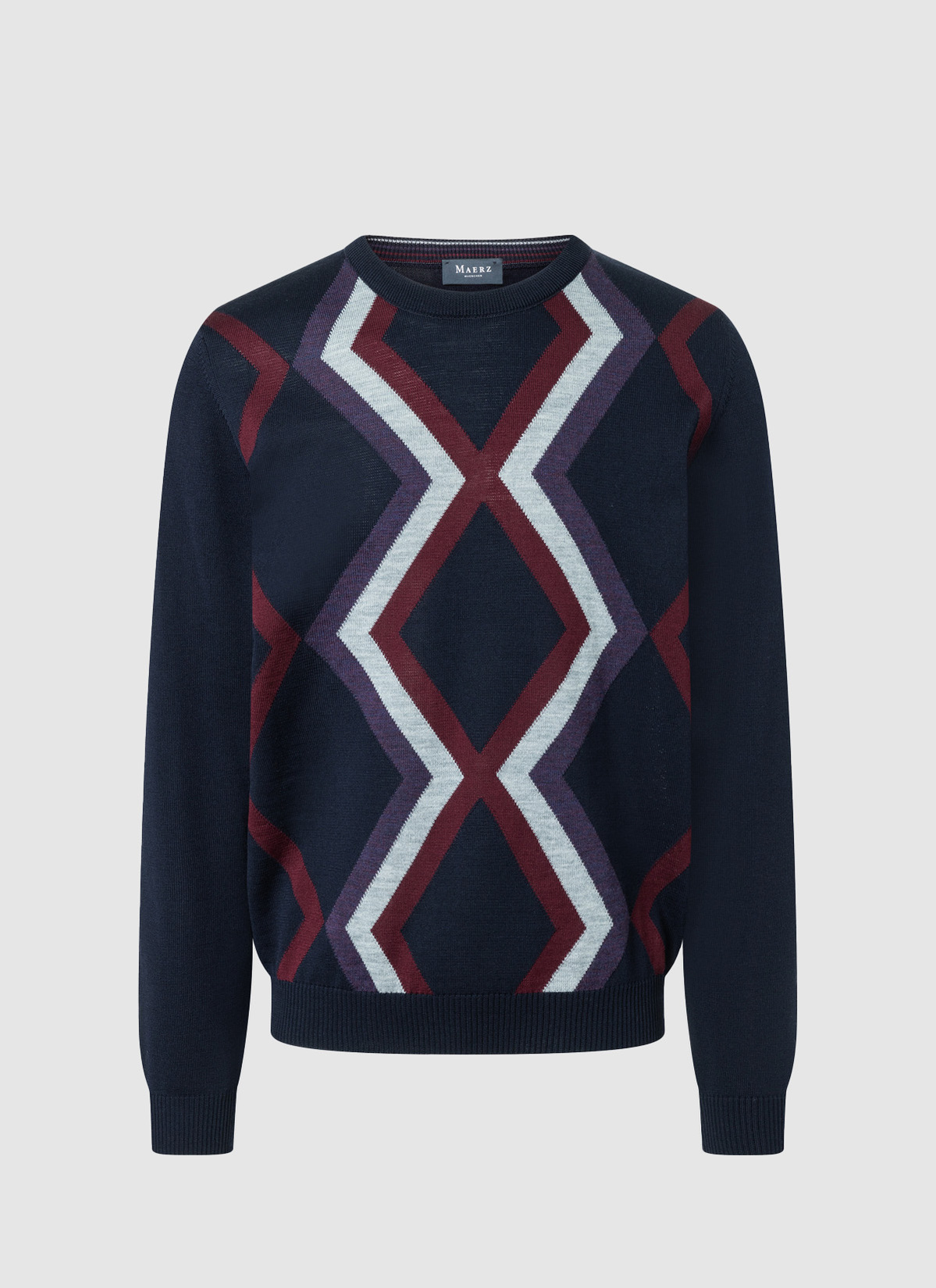 Pullover Rundhals 1/1 Arm, Navy Frontansicht