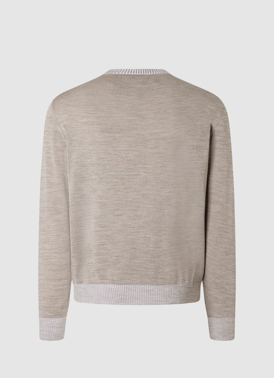 Pullover Rundhals 1/1 Arm Iced Latte Frontansicht