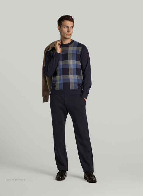 Pullover Rundhals 1/1 Arm, Navy Detailansicht 2