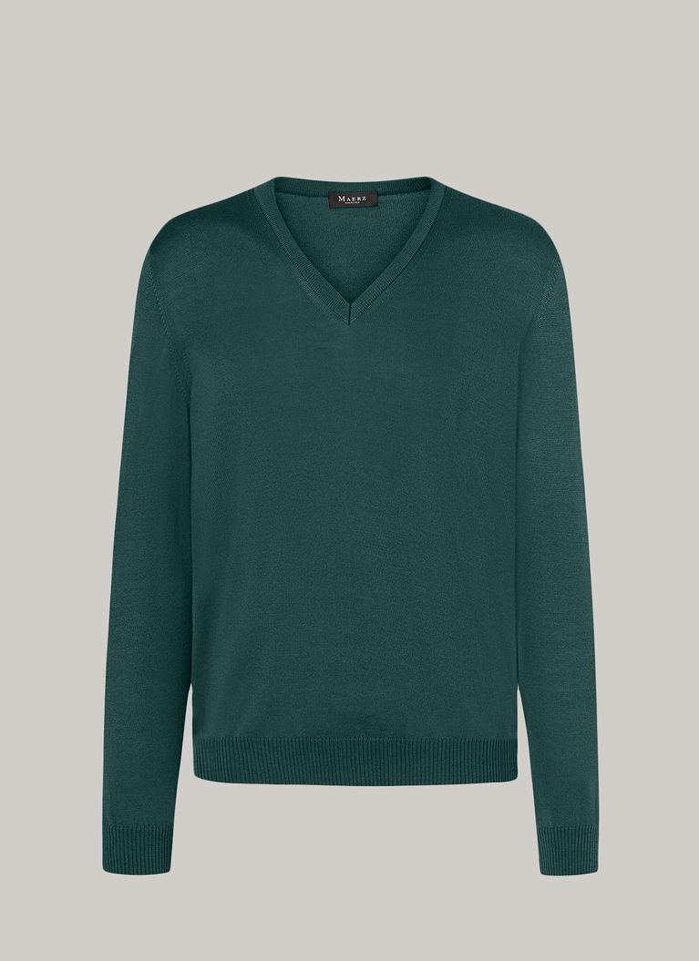 Pullover V-Ausschnitt 1/1 Arm, Bottle Green Frontansicht