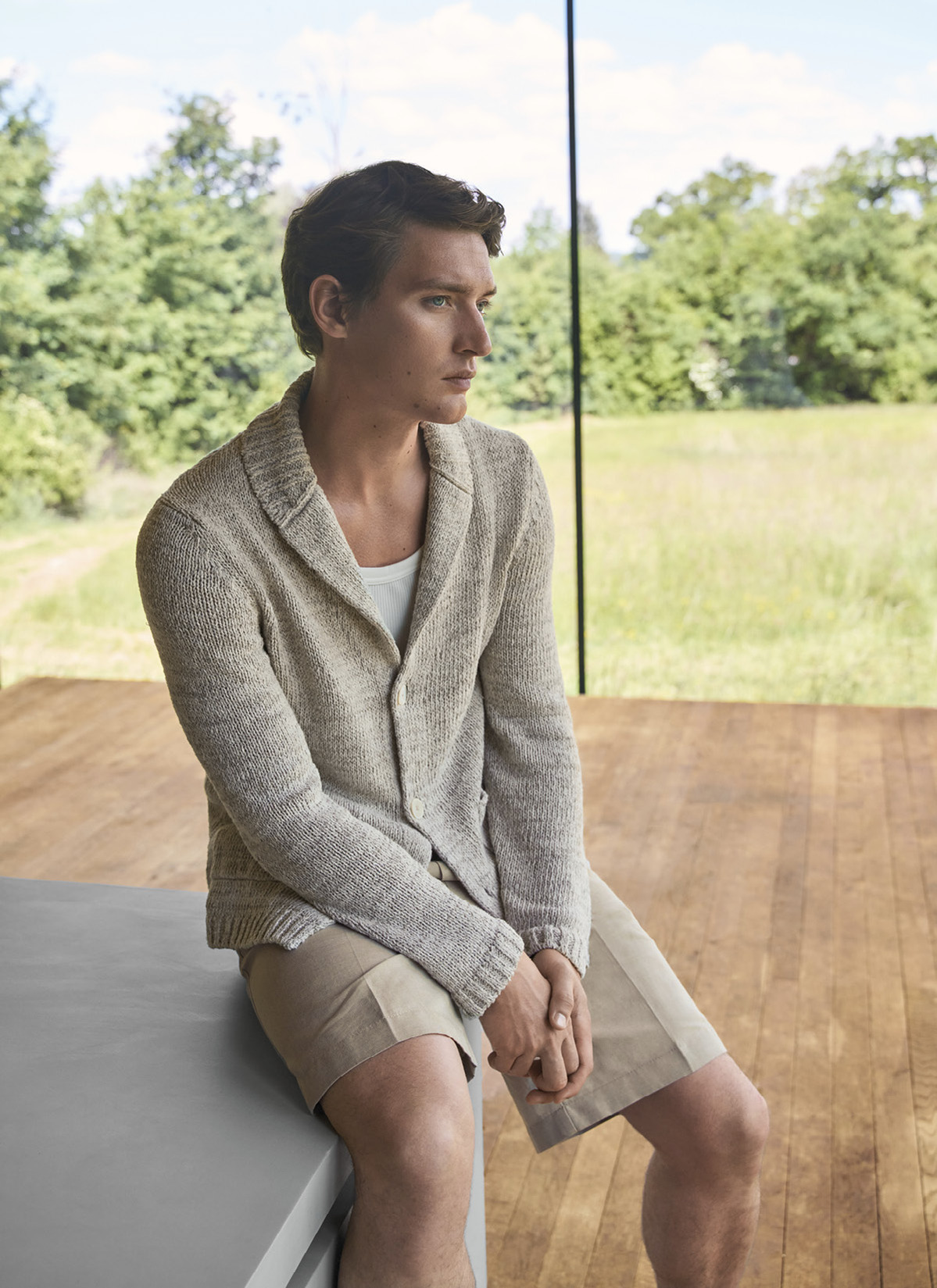 Strick Blazer, French Oak Frontansicht