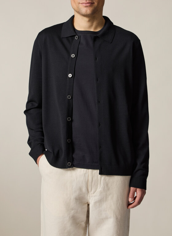 Strick Overshirt Black Frontansicht