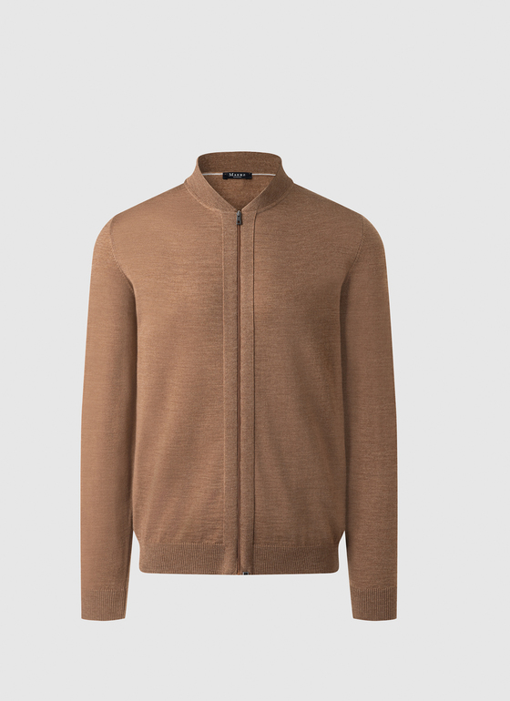 Strickjacke Zip 1/1 Arm Nougat Frontansicht
