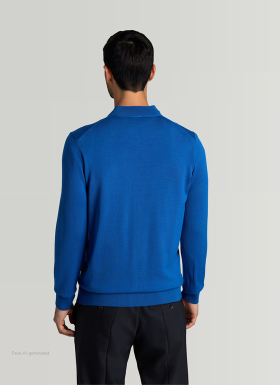Strickjacke Zip 1/1 Arm Medium Blue Frontansicht