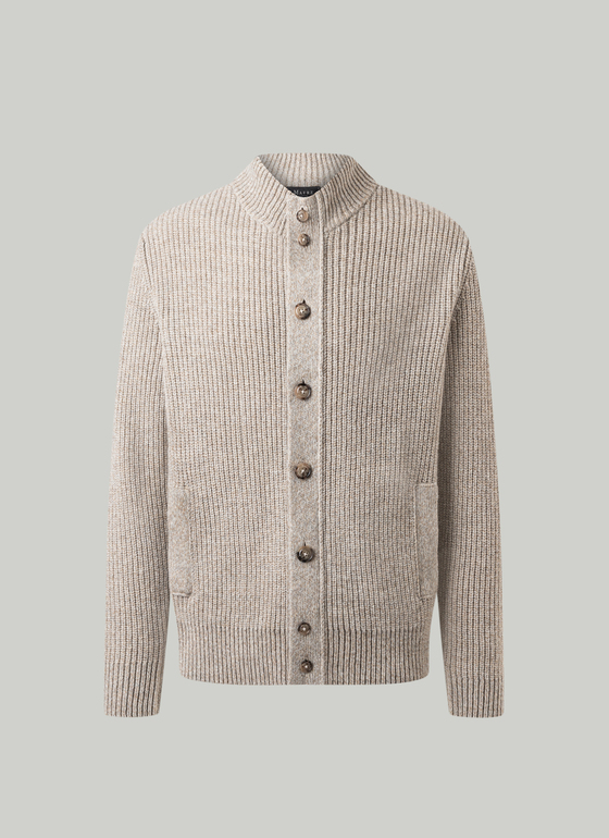 Strick Cardigan 1/1 Arm Iced Latte Frontansicht
