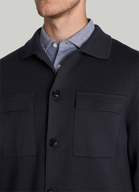 Strick Cardigan 1/1 Arm Navy Frontansicht
