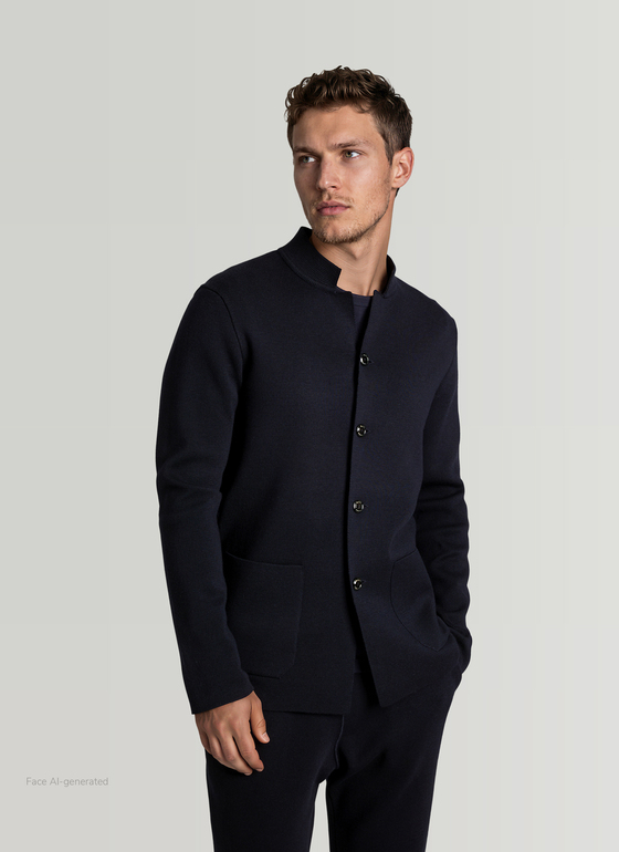 Strick Blazer Navy Frontansicht
