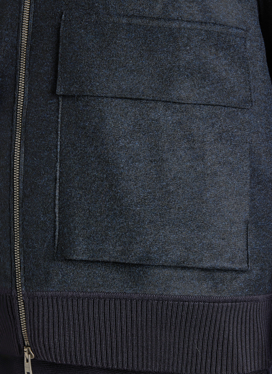 Strickjacke Zip 1/1 Arm Navy Frontansicht