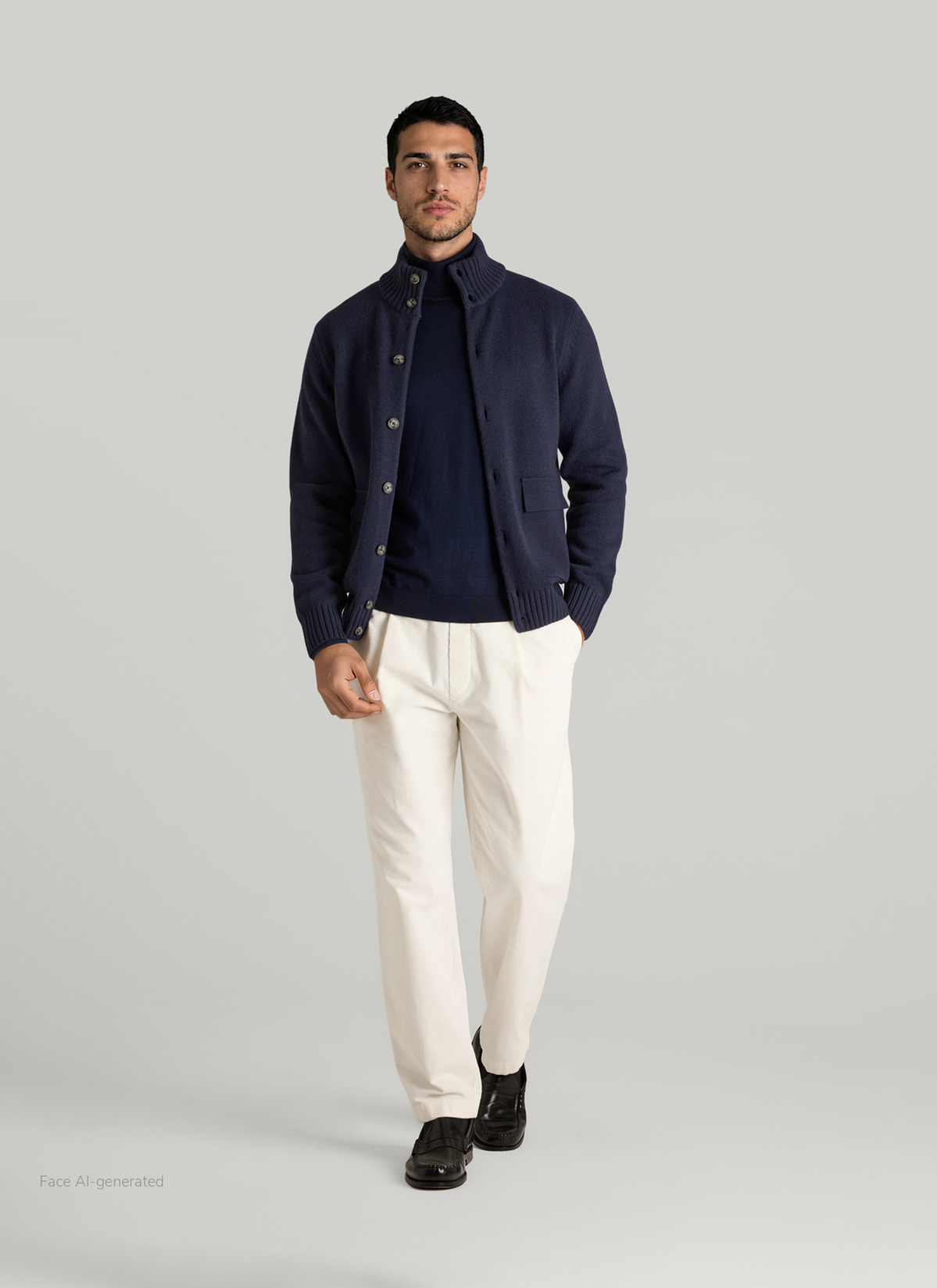 Strickjacke Knopf 1/1 Arm, Navy Detailansicht 2