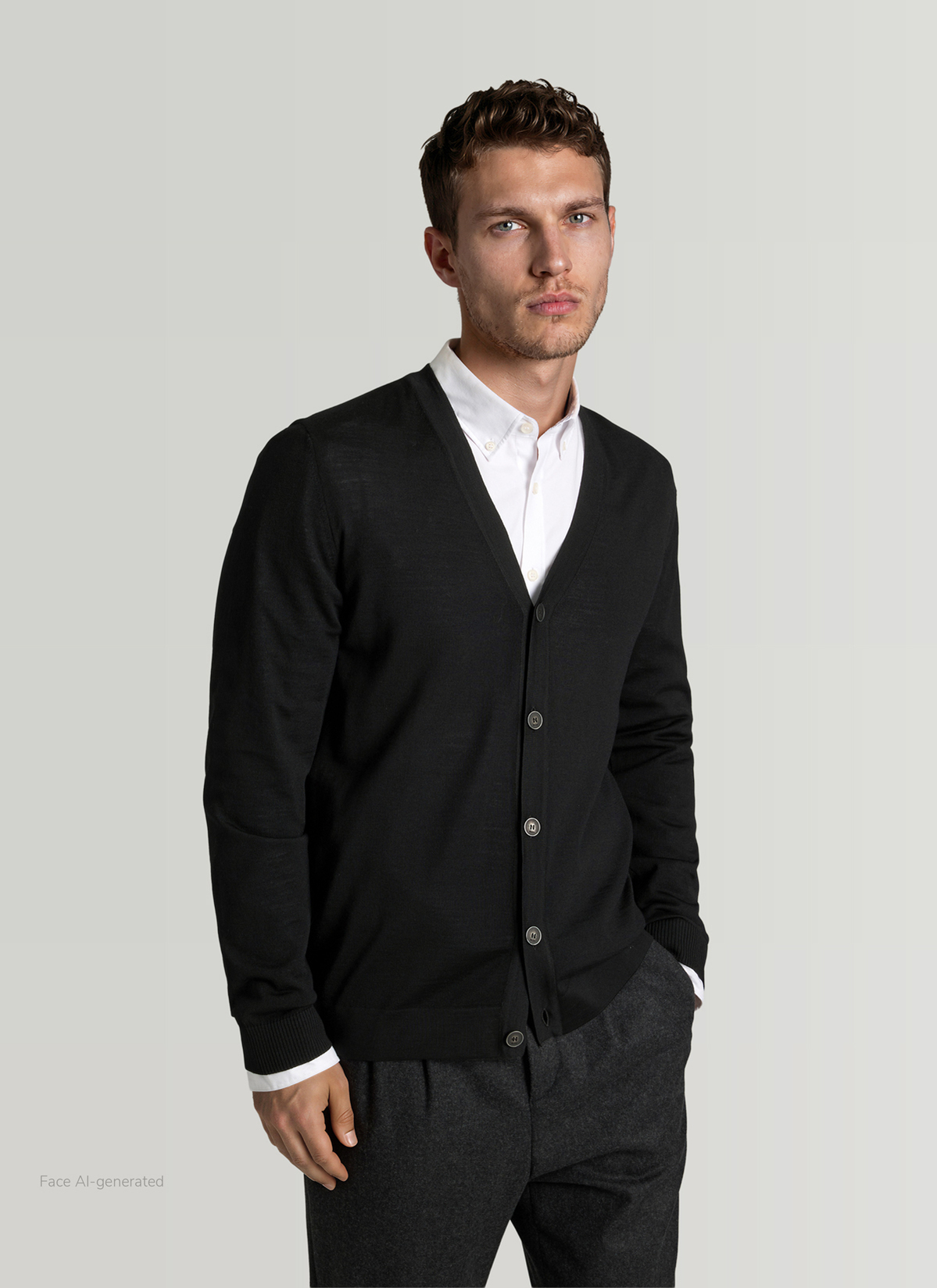 Strick Cardigan 1/1 Arm, Black Detailansicht 2