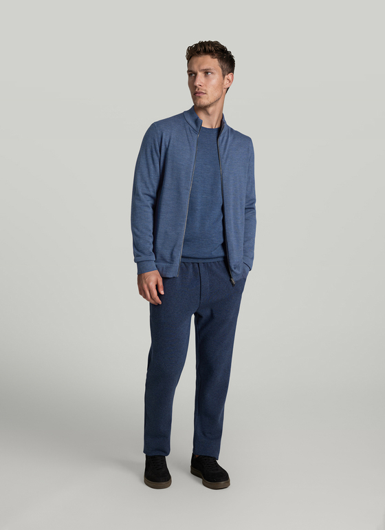 Strickjacke Zip 1/1 Arm Nimes Blue Frontansicht