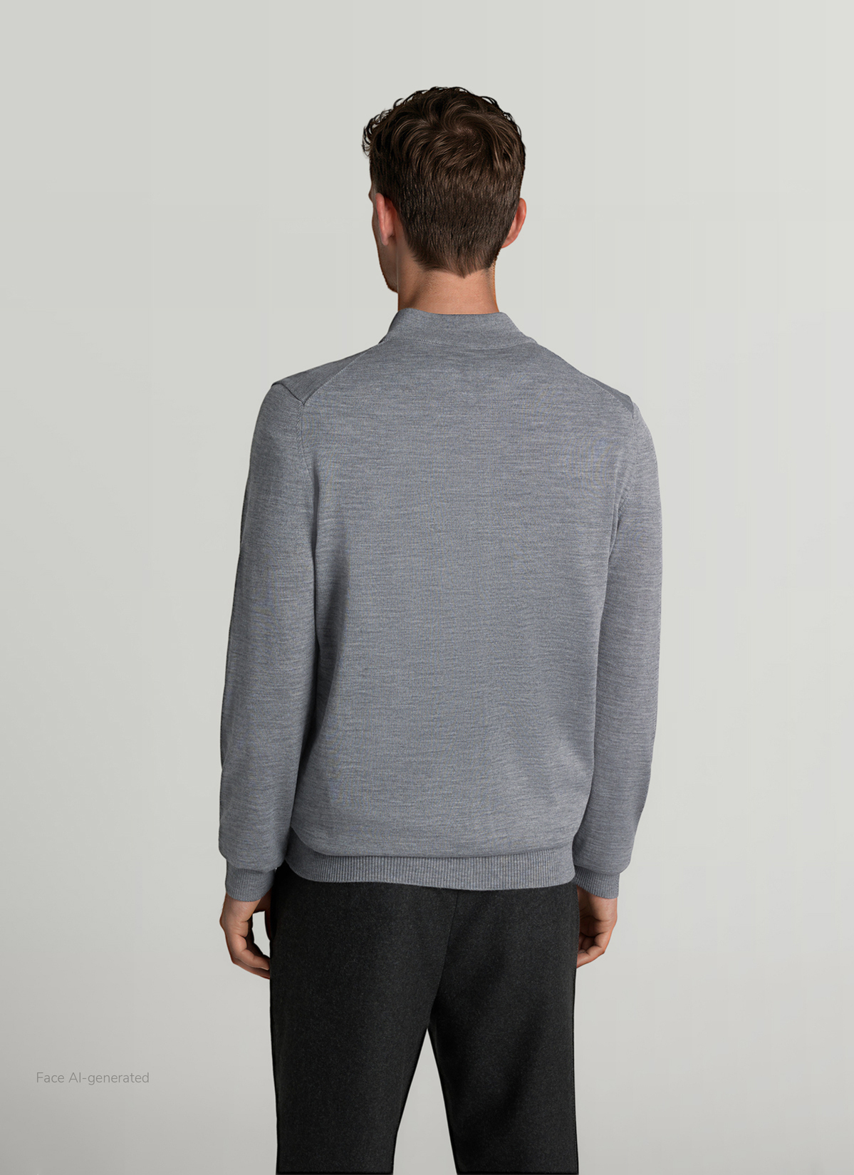 Strickjacke Zip 1/1 Arm, Shark Skin Rückansicht