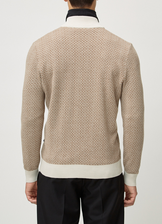 Strickjacke Zip 1/1 Arm Oat Milk Frontansicht