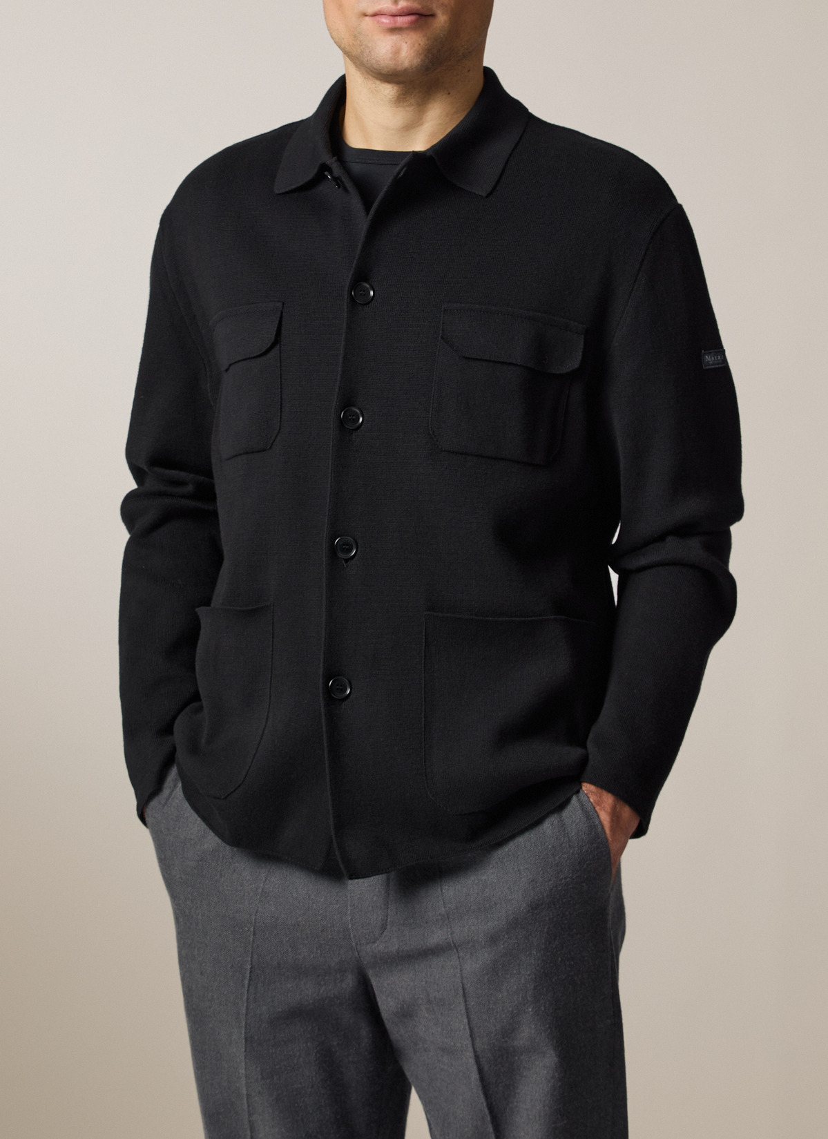 Strick Blazer, Black Frontansicht