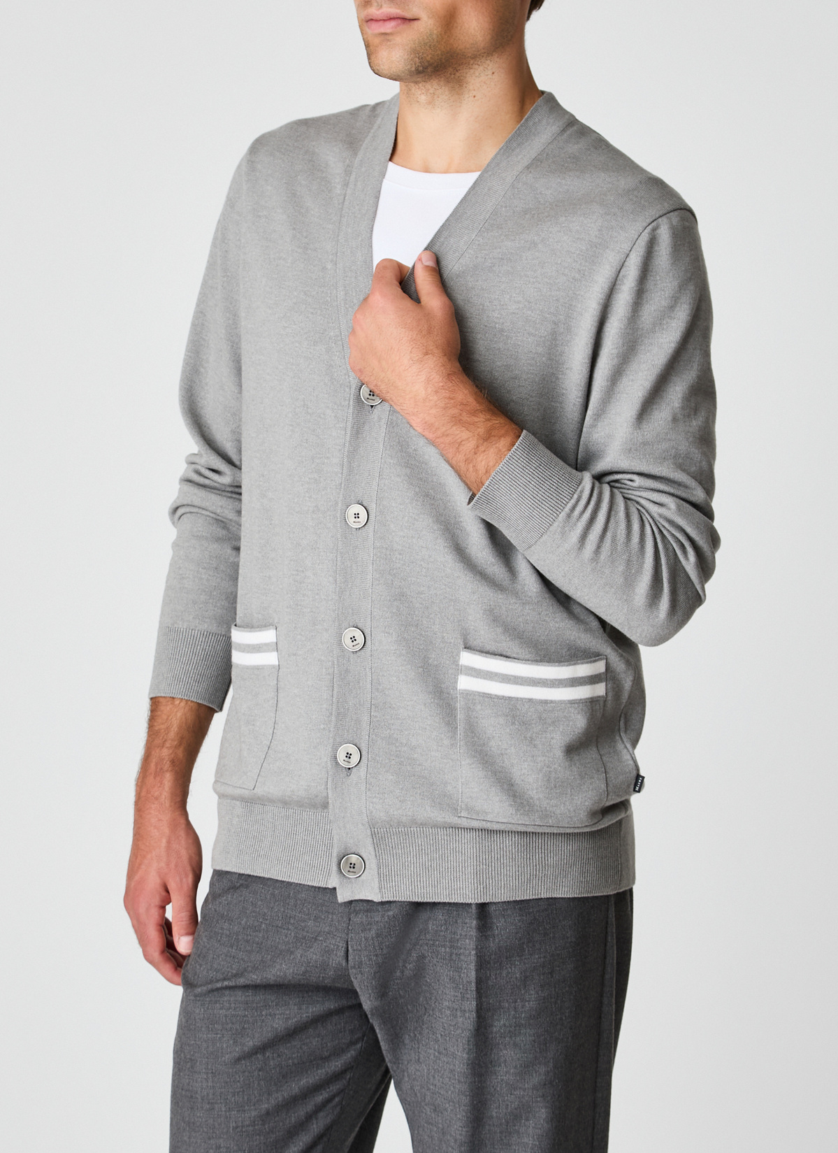 Cardigan  1/1 Arm, Mercury Grey Frontansicht