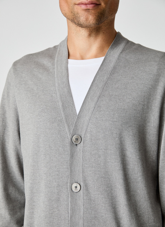 Cardigan  1/1 Arm Mercury Grey Frontansicht