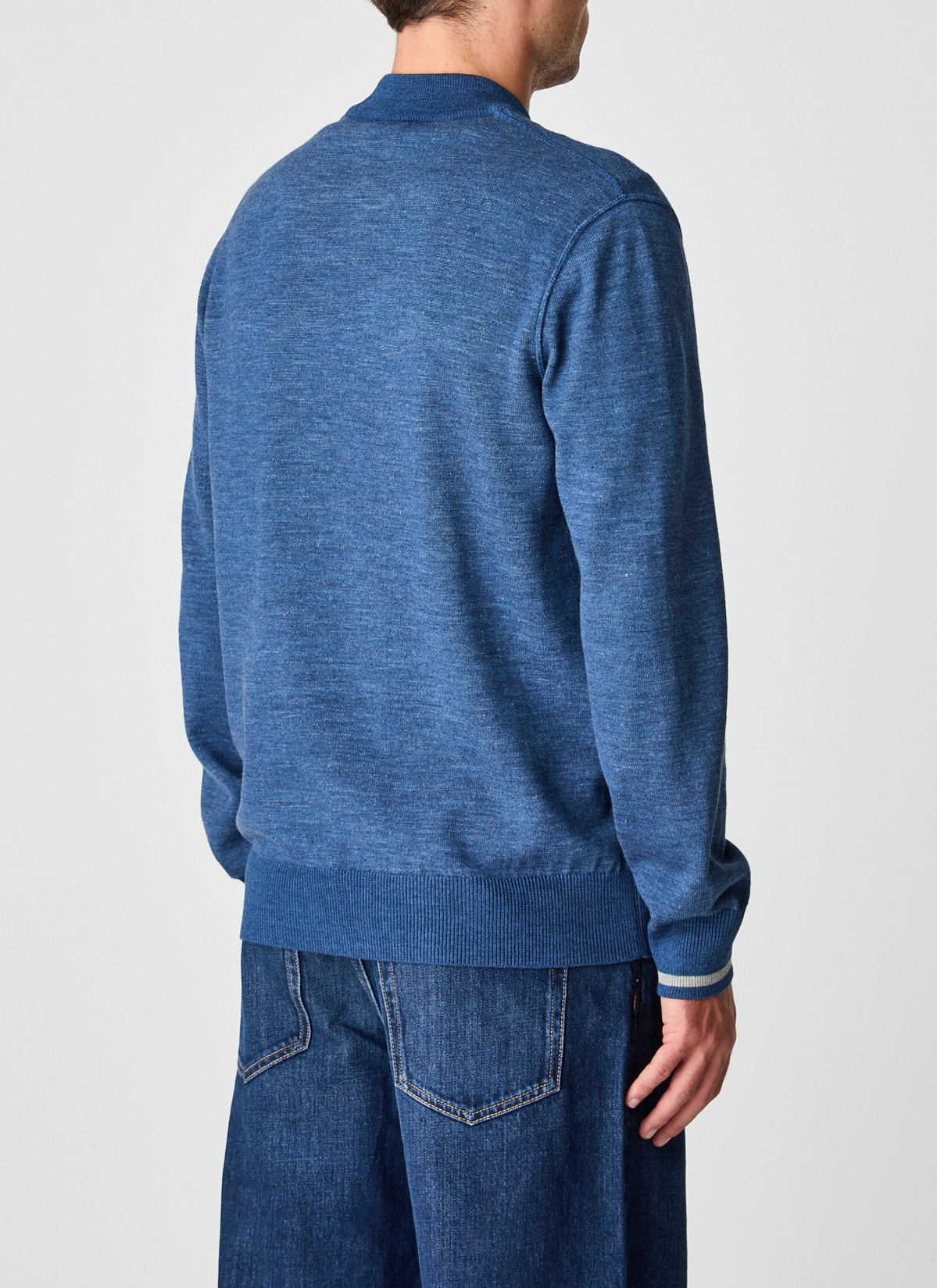 Strickjacke mit Kapuze 1/1 Arm, Deep Sea Rückansicht