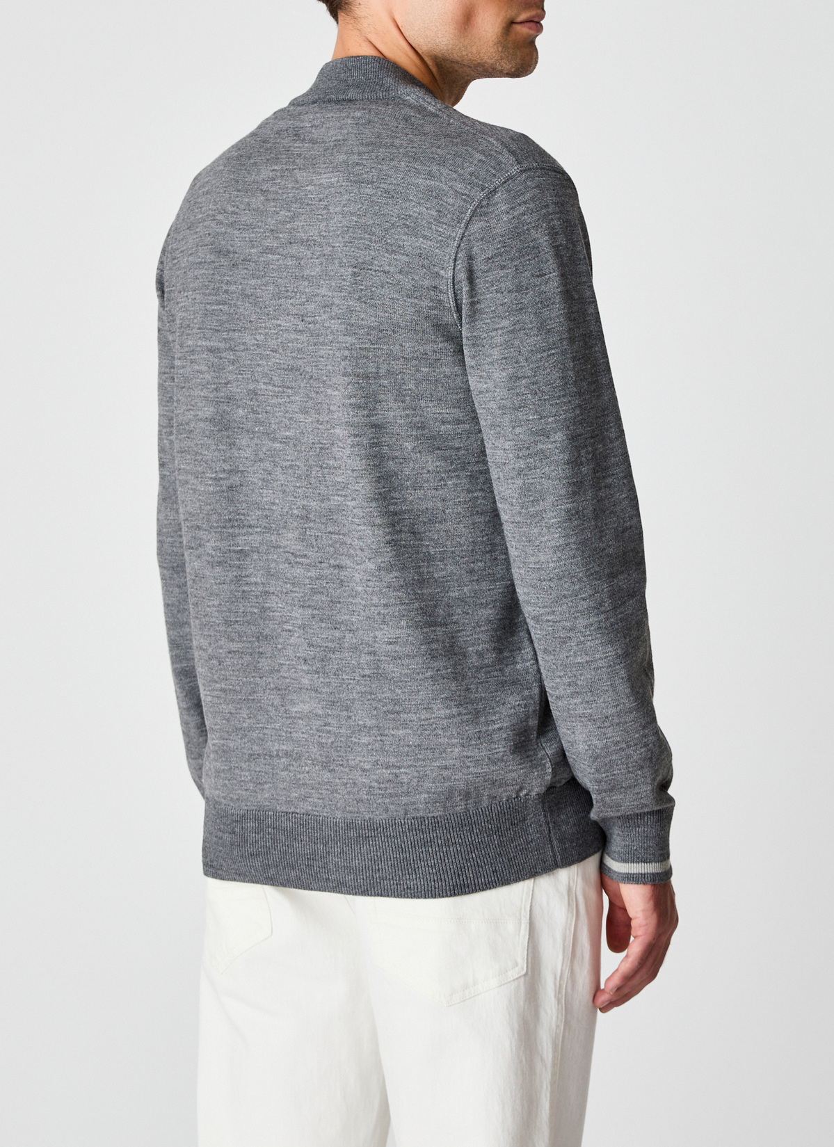 Strickjacke mit Kapuze 1/1 Arm, Smoky Grey Rückansicht