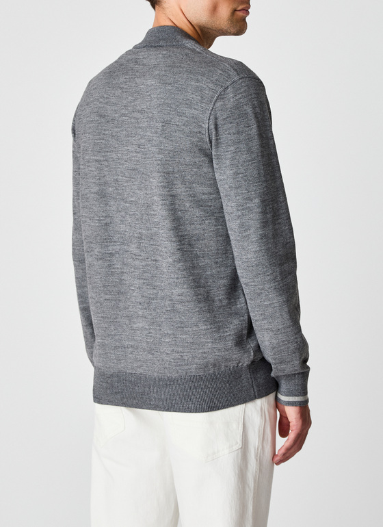 Strickjacke mit Kapuze 1/1 Arm Smoky Grey Frontansicht
