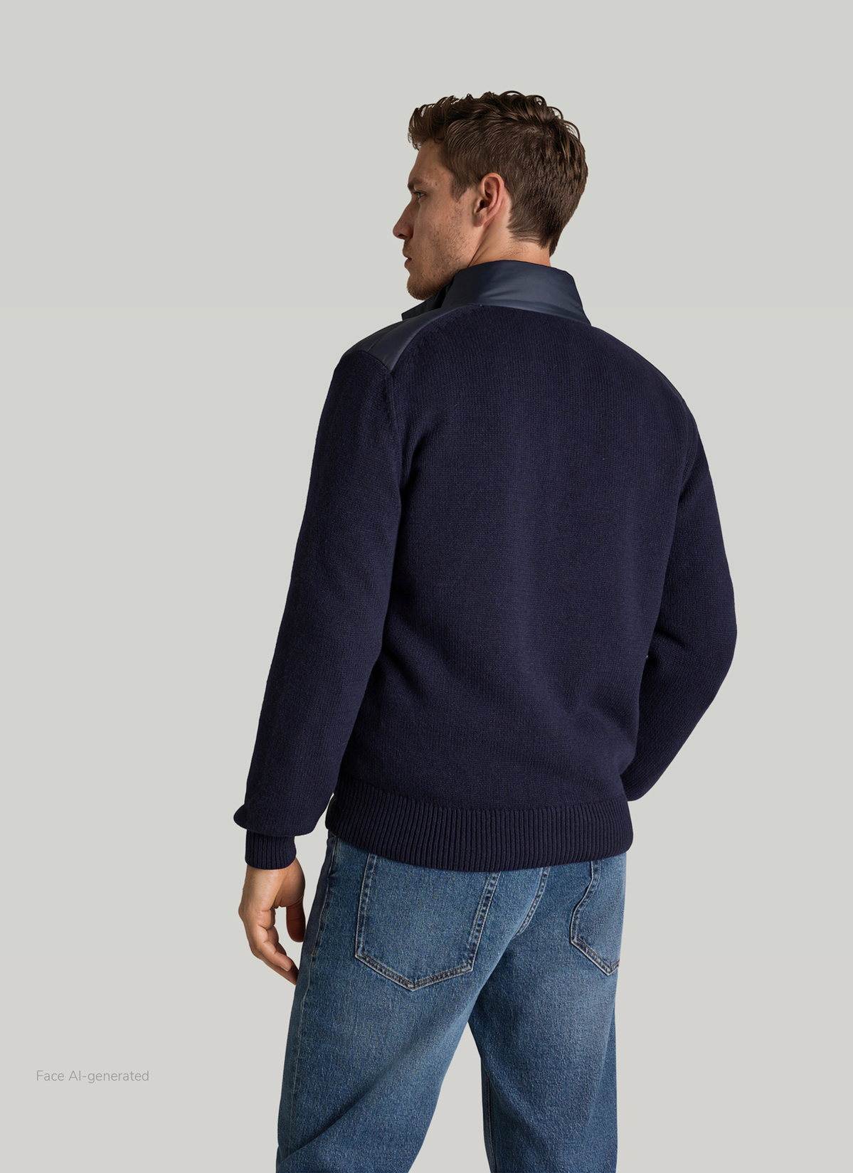 Strickjacke Knopf 1/1 Arm, Navy Rückansicht