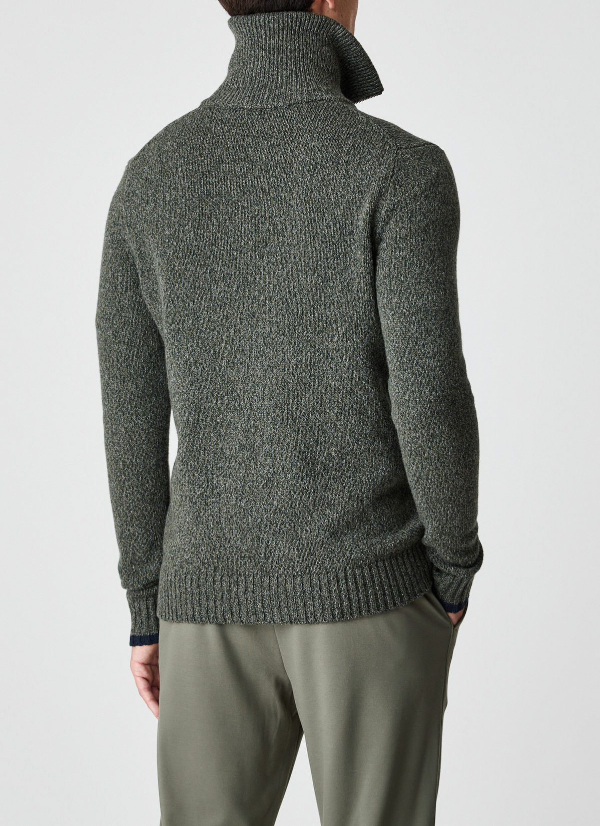 Strickjacke Zip 1/1 Arm, Dark Moss Rückansicht