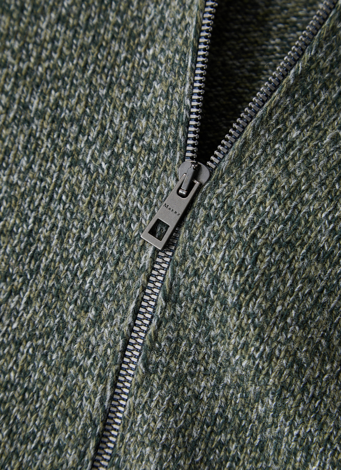 Strickjacke Zip 1/1 Arm, Dark Moss 