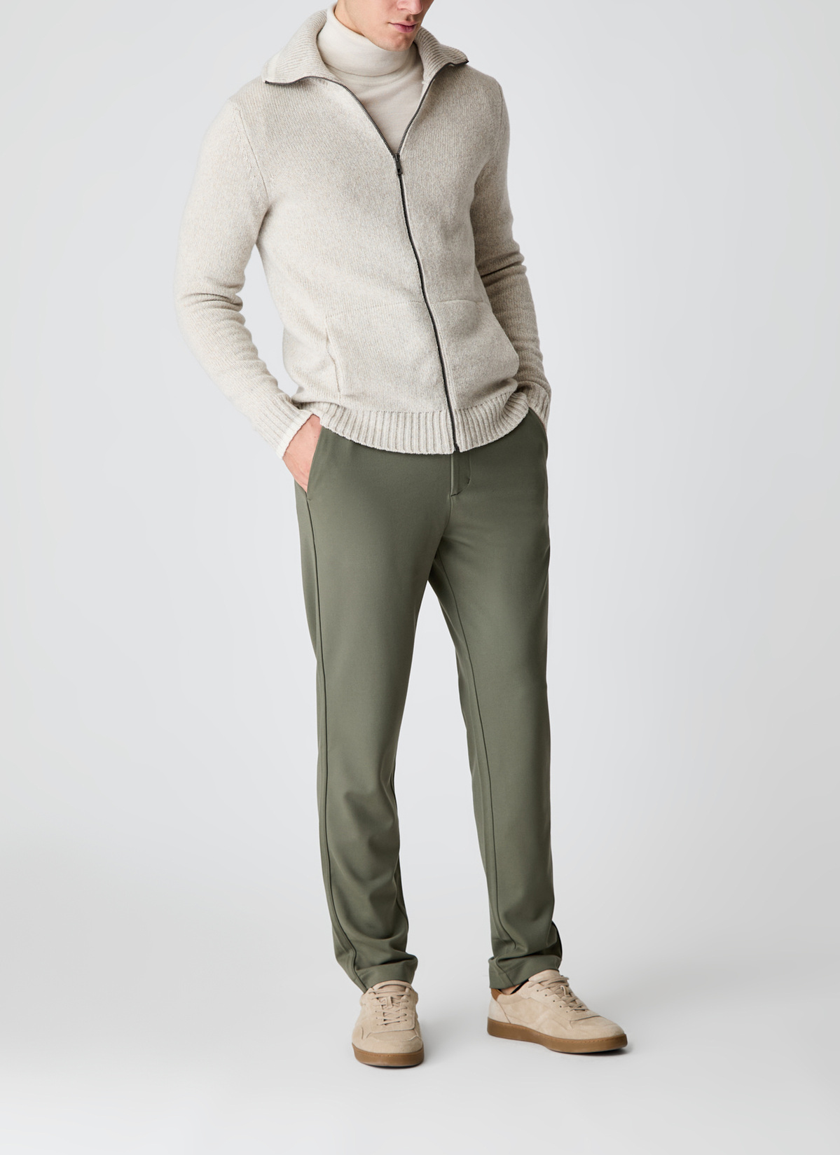 Strickjacke Zip 1/1 Arm, Gravel Path Detailansicht 1