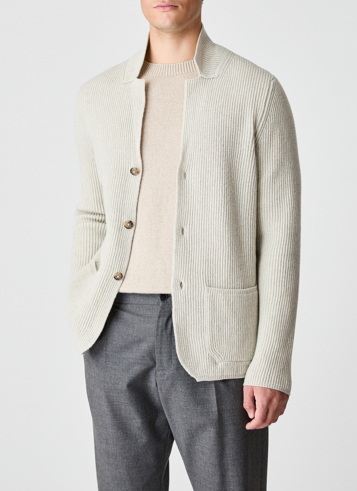 Strick Blazer, Mascarpone Cream Frontansicht