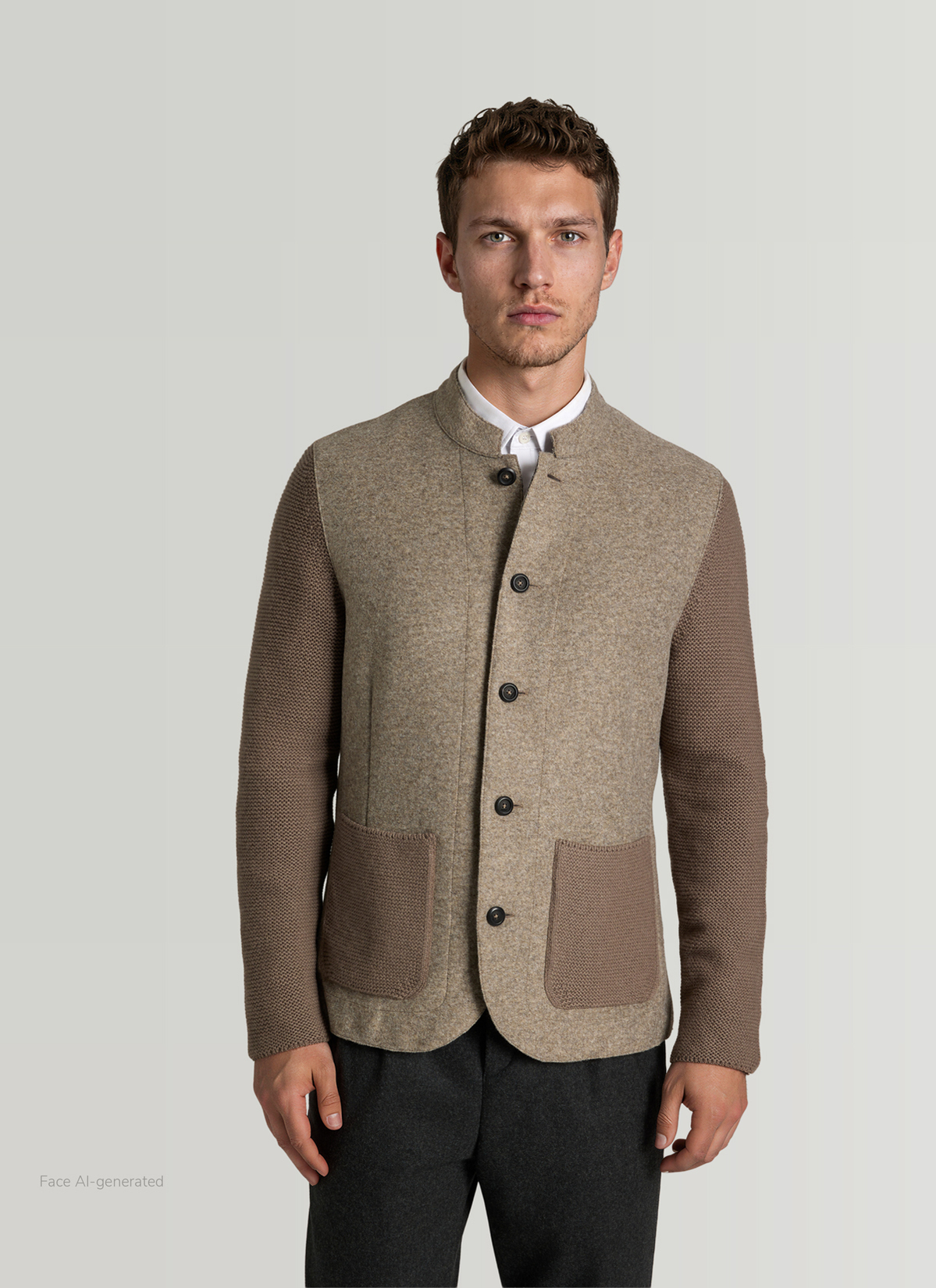 Strickjacke Knopf 1/1 Arm, Cedar Wood Detailansicht 2