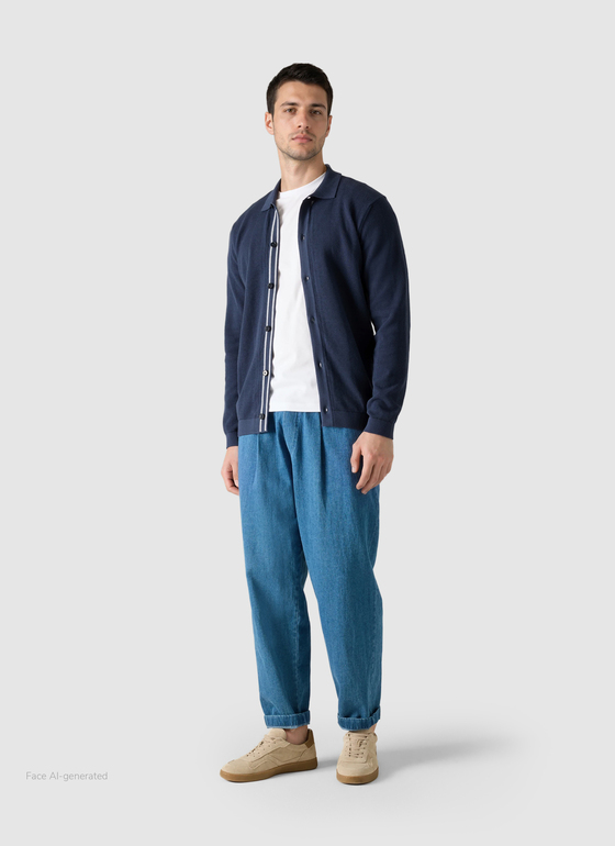 Strickjacke Knopf 1/1 Arm Dawn Blue Frontansicht