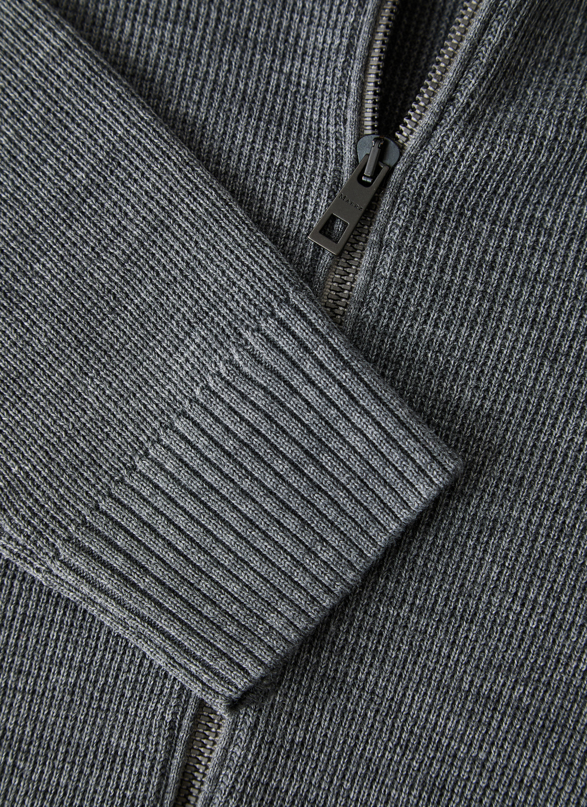 Strickjacke Zip 1/1 Arm, Smoky Grey 