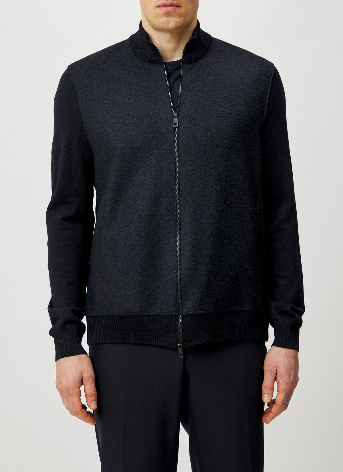 Strickjacke Zip 1/1 Arm, Navy Detailansicht 1
