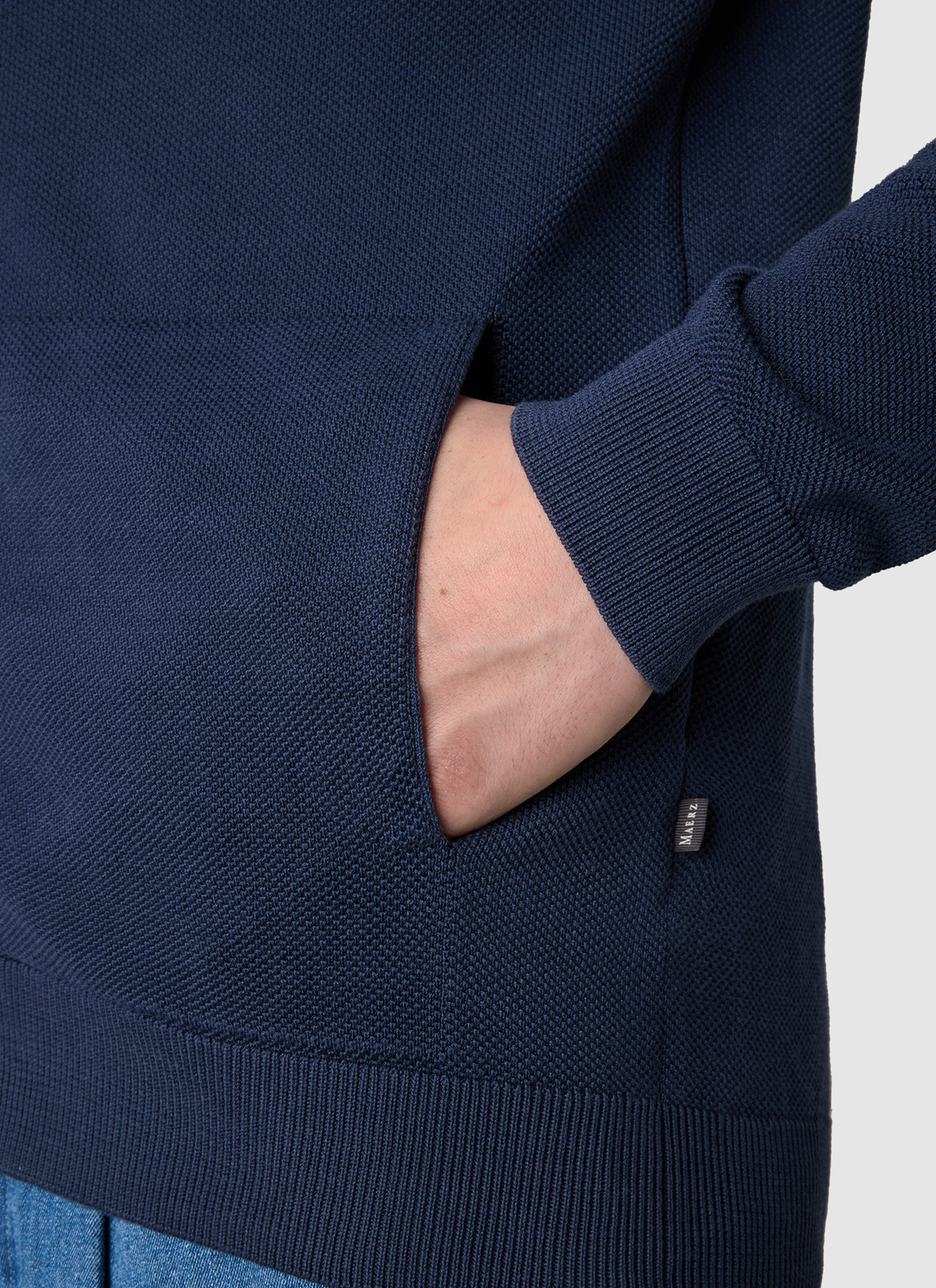 Strickjacke Zip 1/1 Arm, Dawn Blue Detailansicht 1