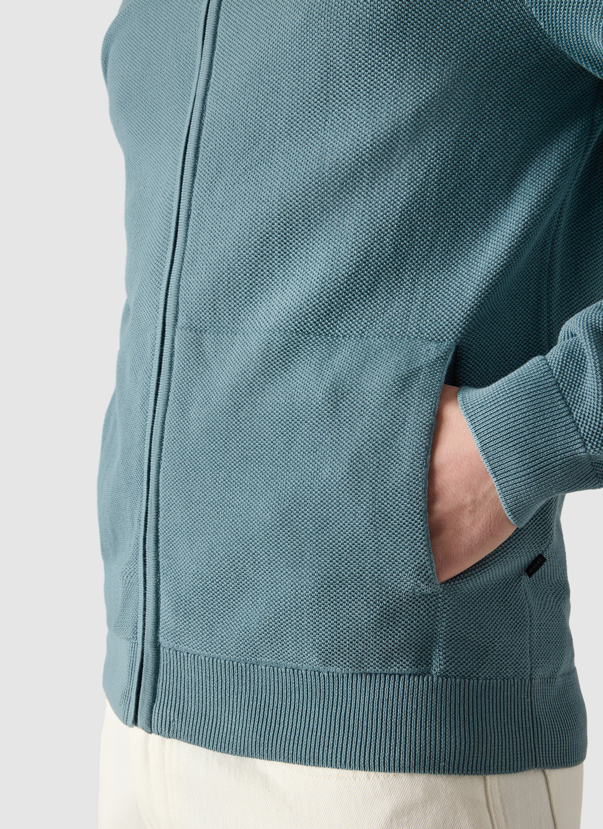 Strickjacke Zip 1/1 Arm, Pastel Turquoise Detailansicht 1