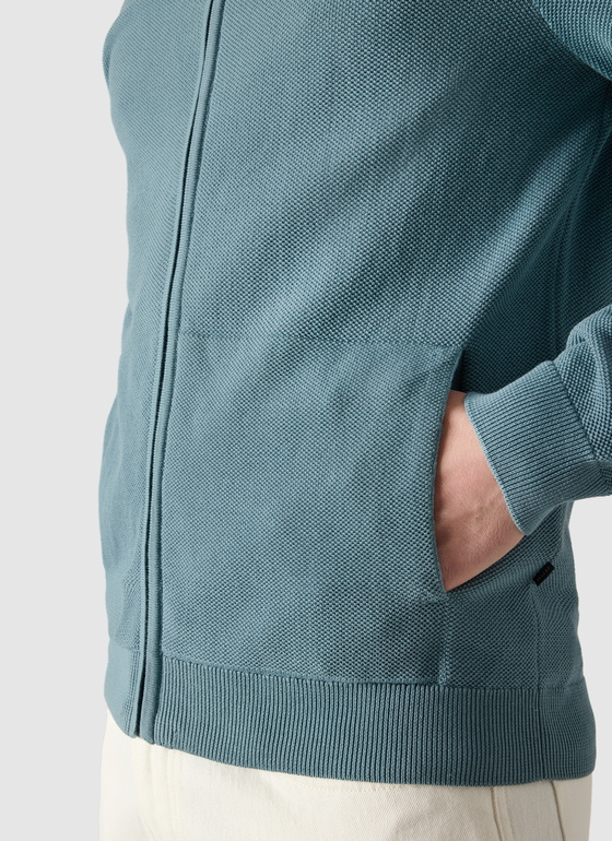 Strickjacke Zip 1/1 Arm Pastel Turquoise Frontansicht