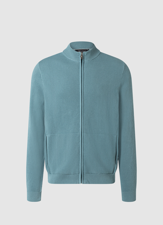 Strickjacke Zip 1/1 Arm Pastel Turquoise Frontansicht