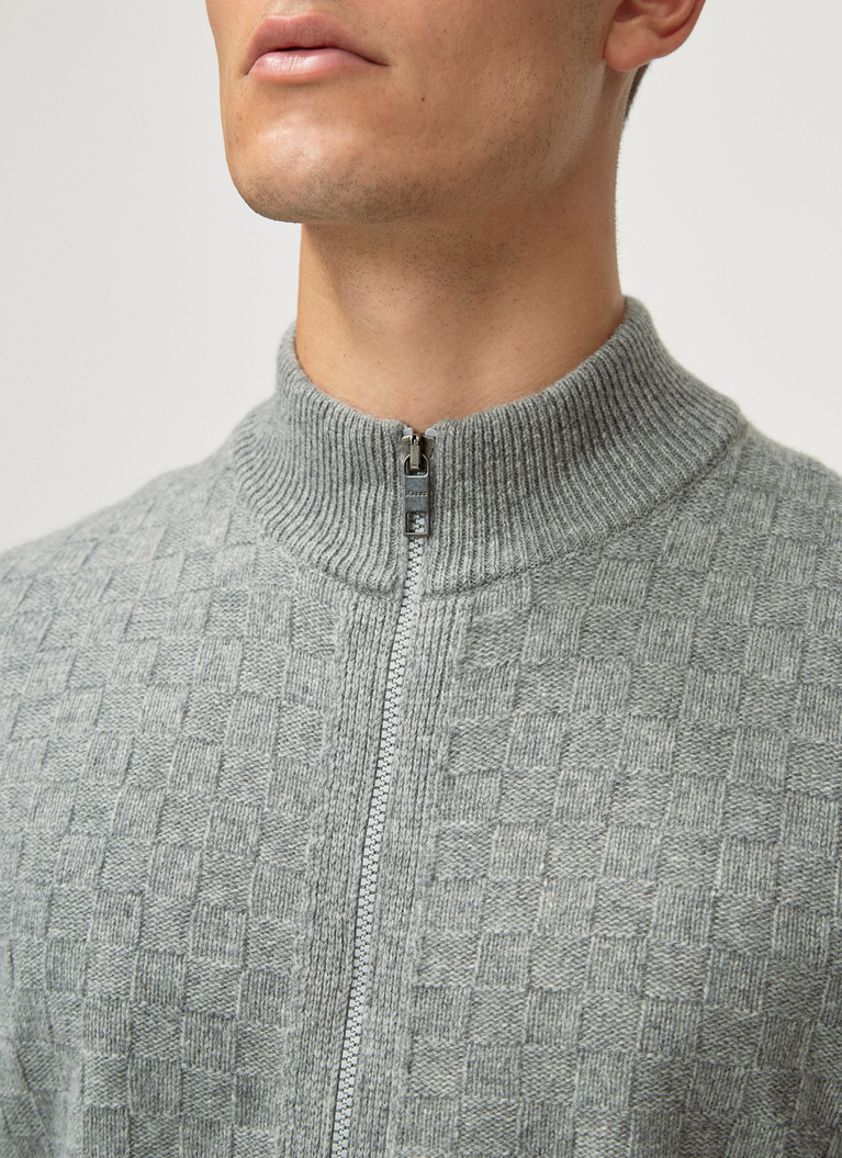 Strickjacke Zip 1/1 Arm, Mercury Grey Detailansicht 2