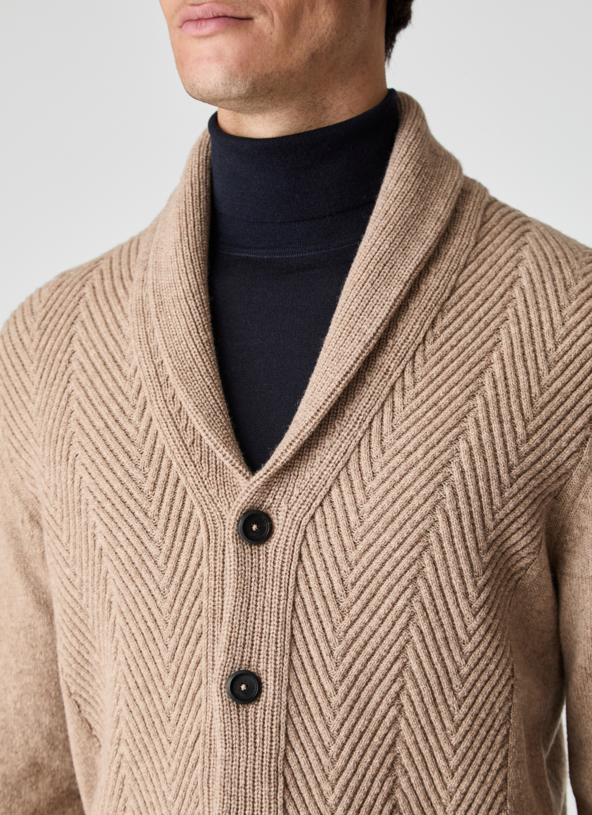 Strickjacke Schalkragen 1/1 Arm, Hazelnut Detailansicht 2