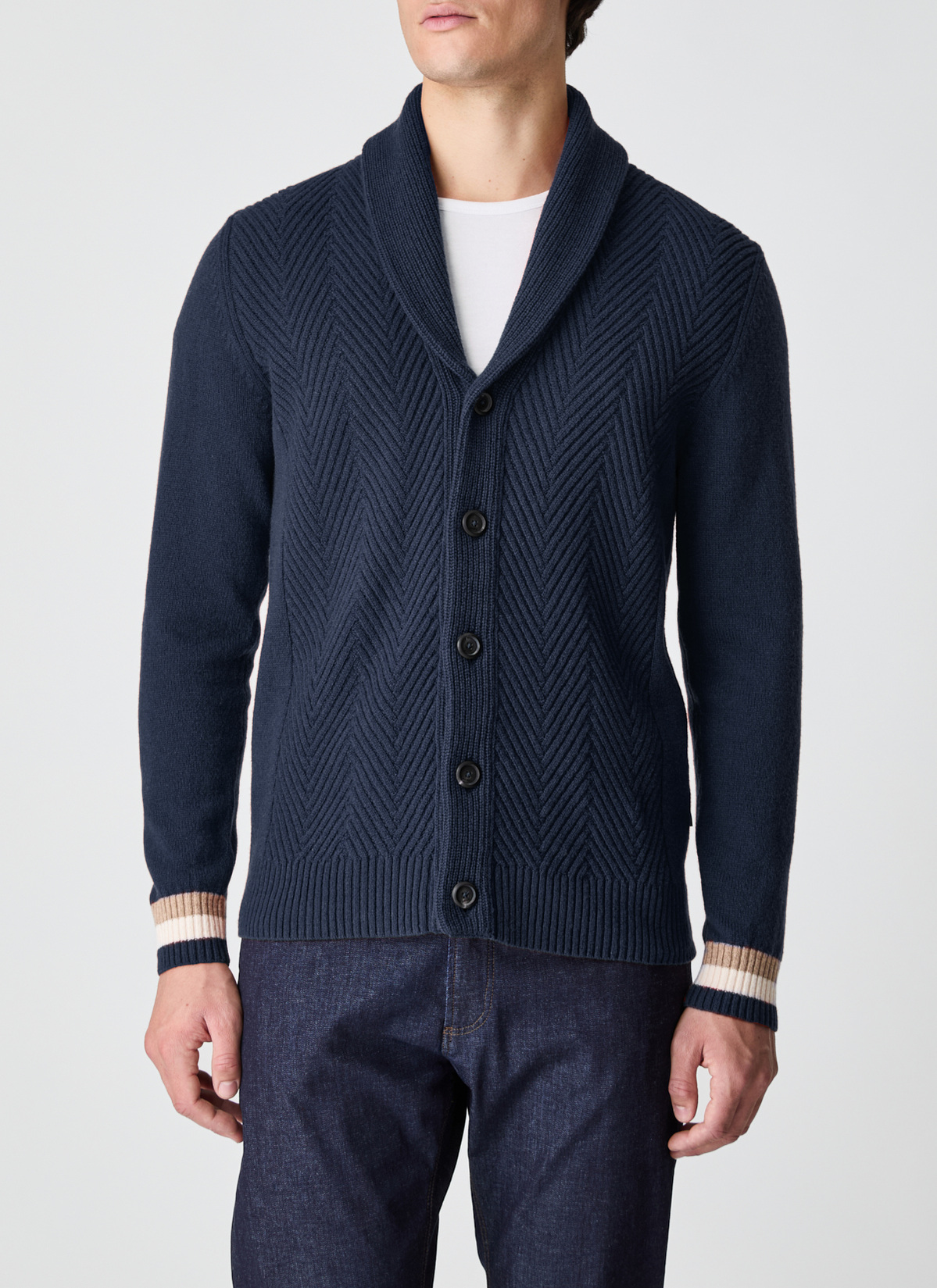 Strickjacke Schalkragen 1/1 Arm, Bright Night Detailansicht 1