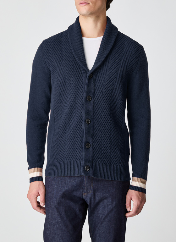 Strickjacke Schalkragen 1/1 Arm Bright Night Frontansicht