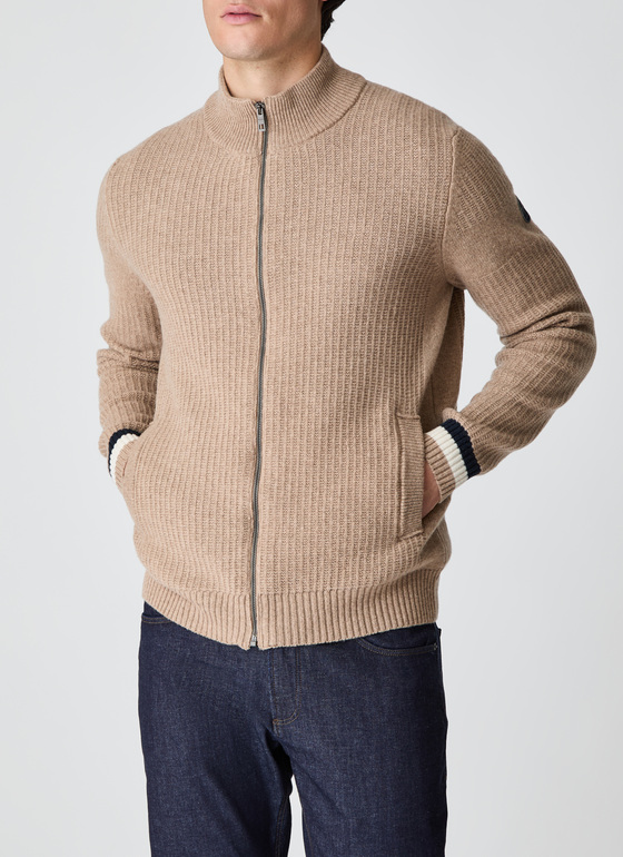 Strickjacke Zip 1/1 Arm Hazelnut Frontansicht