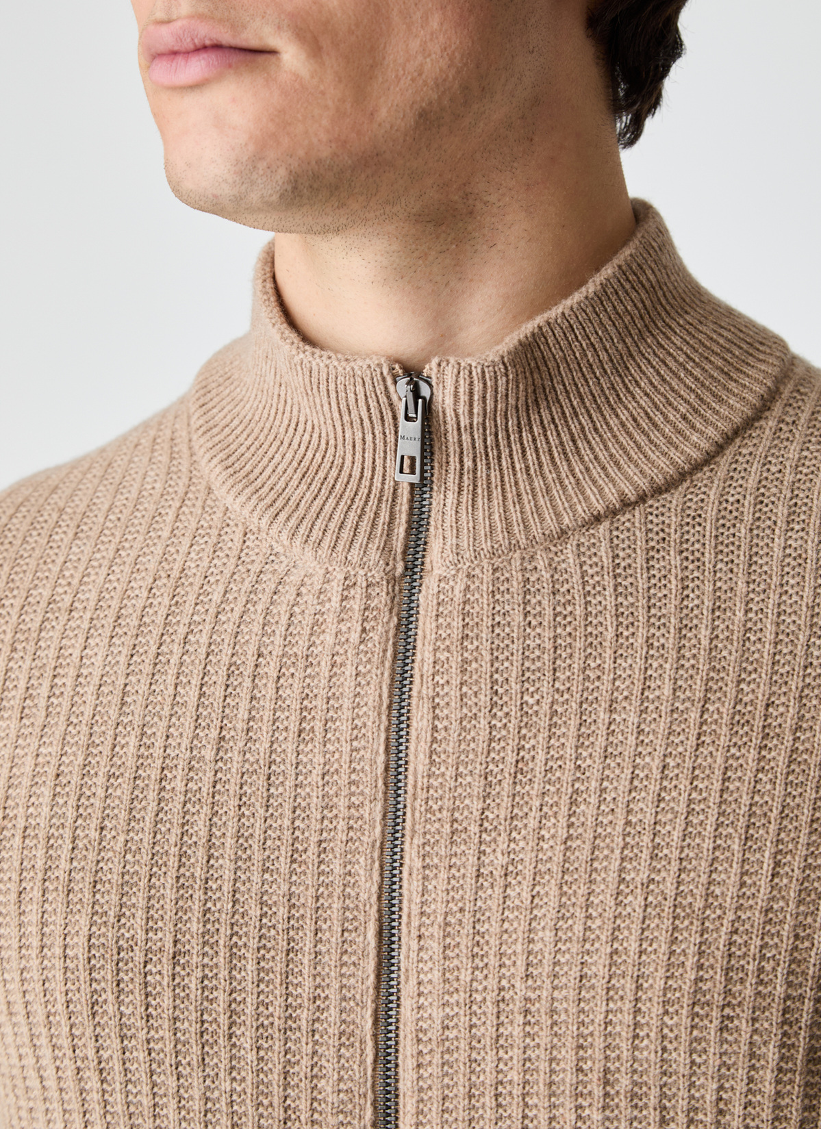 Strickjacke Zip 1/1 Arm, Hazelnut Detailansicht 2